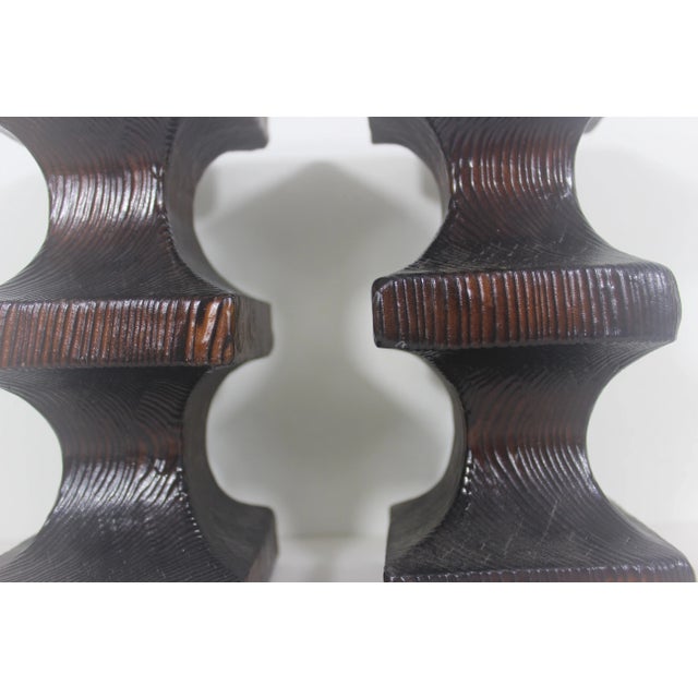 Vintage Brutalist Wood Candle Holders, Wood, Gothic, Spanish Revival- Set of 2 For Sale - Image 9 of 10