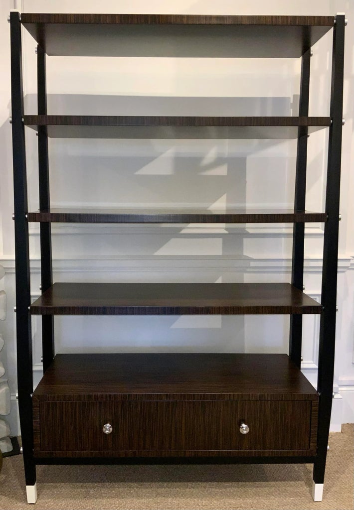 Theodore Alexander Modern Zebra Wood Etagere | Chairish
