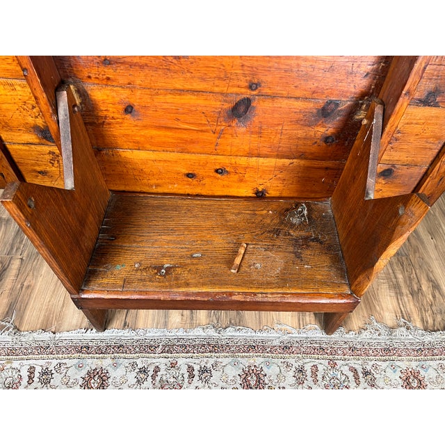 Wood Antique Country Pine Hutch Table With Six Plank Top C. 18th Century For Sale - Image 7 of 8