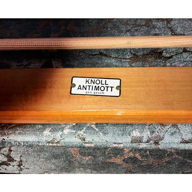 Lounge Chairs in Cherry Wood & Blue-Silver Fabric from Knoll, Germany, 1950s, Set of 2 For Sale - Image 4 of 8