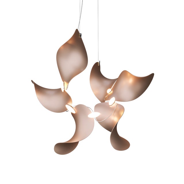 Copper Dune 6 Cluster Chandelier with Shades in Copper Metallic Tone by Daniel Becker for Moss Objects For Sale - Image 8 of 8
