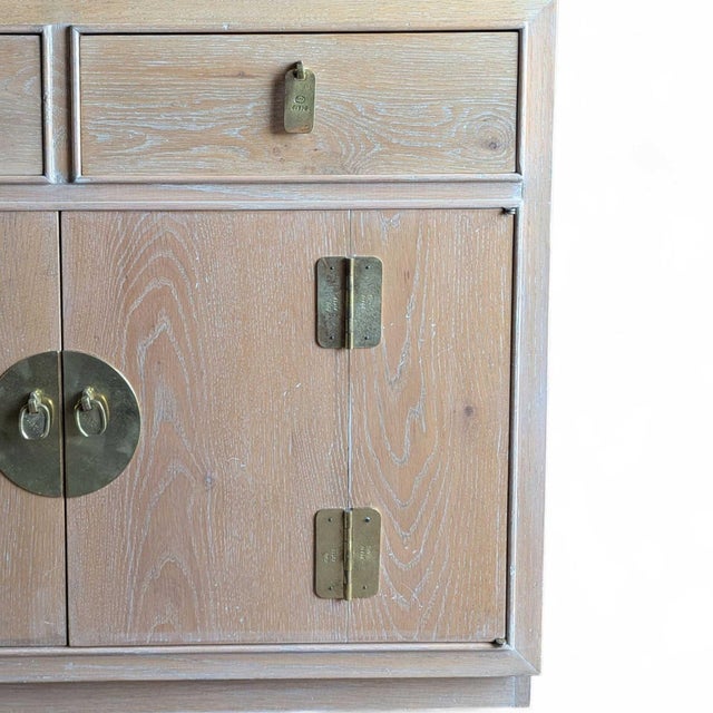 Mid 20th Century Refinished Mount Airy Bleached Oak Sideboard With Brass Hardware, Mid-Century For Sale - Image 5 of 18