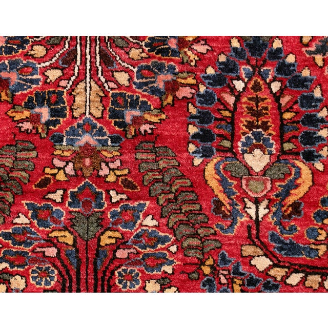 Antique Persian Sarouk Rose/Navy Wool Area Rug 3' 4'' X 5' 1'' For Sale - Image 4 of 5