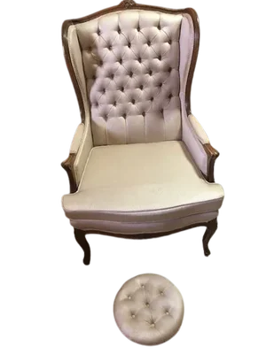 Antique French Louis XVI Style Armchair With Victorian Footstool