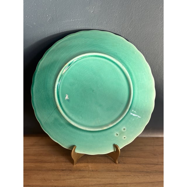Antique Continental Majolica Bird Plate For Sale - Image 4 of 5