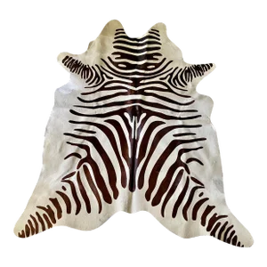 Zebra Print Natural Brazilian Cowhide 70" X 85"