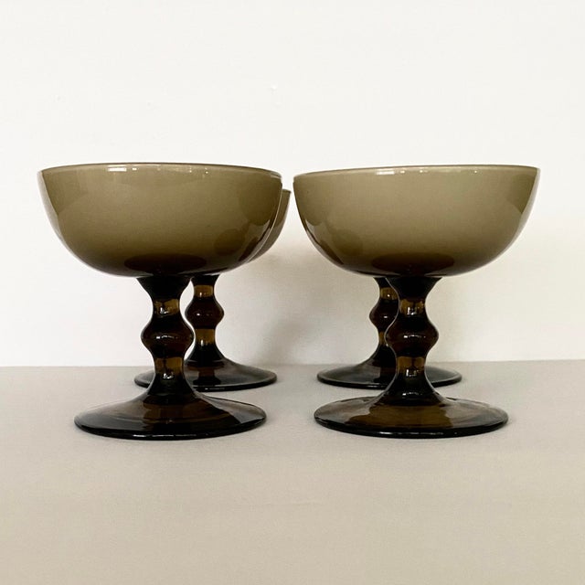 Boho Chic Vintage Carlo Moretti Glass Champagne Coupes-Set of 4 For Sale - Image 3 of 10