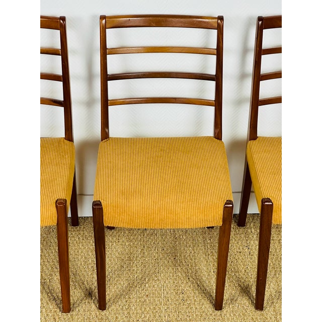 Brown Scandinavian Teak and Corduroy Dining Chairs, 1960, Set of 3 For Sale - Image 8 of 18