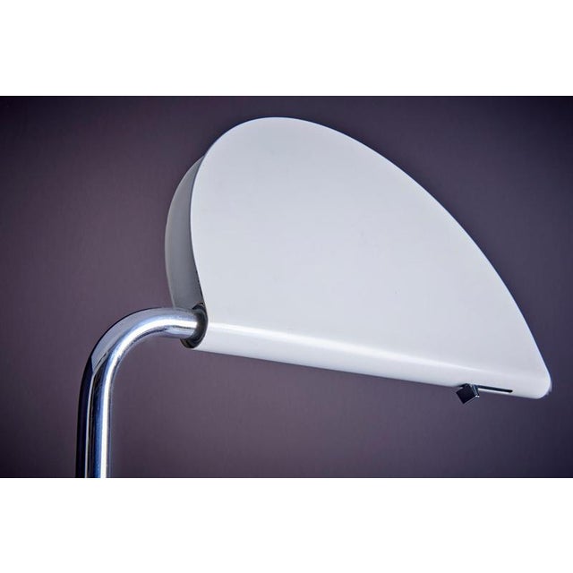 White Mezza Luna Floor Lamp attributed to Bruno Gecchelin, 1970s For Sale - Image 8 of 11