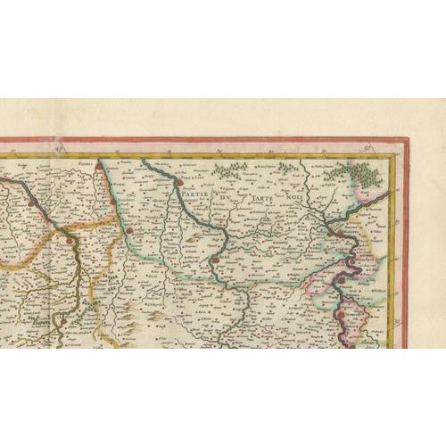 Paper Antique Map of Champagne in France from Blaeu, 1642 For Sale - Image 7 of 11