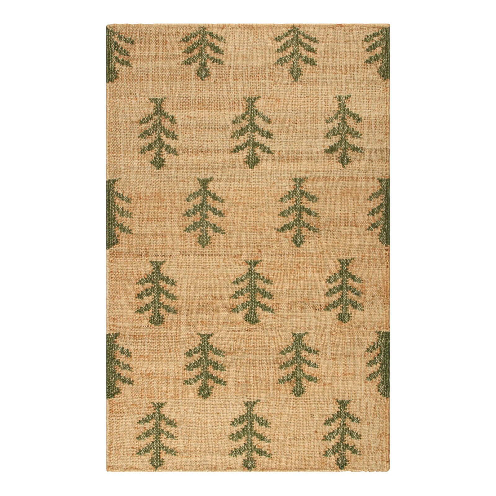 Rug & Kilim's Block Print Flatweave Rug in Beige with Green Floral ...