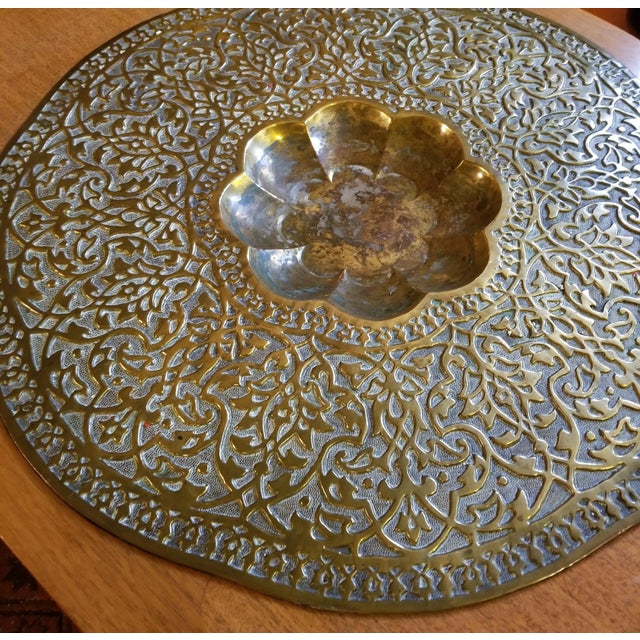 Mid 20th Century Custom Mid-Century Modern Table With Antique Brass Insert For Sale In Chicago - Image 6 of 8