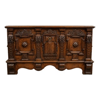 Renaissance Carved Walnut Chest, 17th Century For Sale
