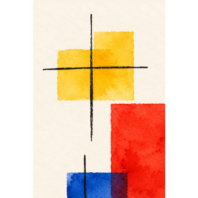 Jonathan Adler Midcentury Modern Art Print – Primary Color Geometric Abstract, 20" X 30" For Sale - Image 4 of 8