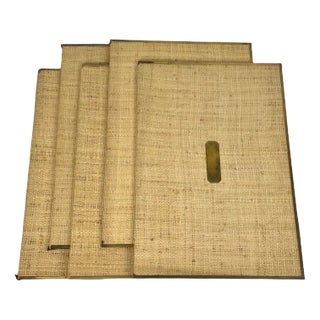 Italian Wicker & Brass File Folders, 1960s, Set of 5 For Sale