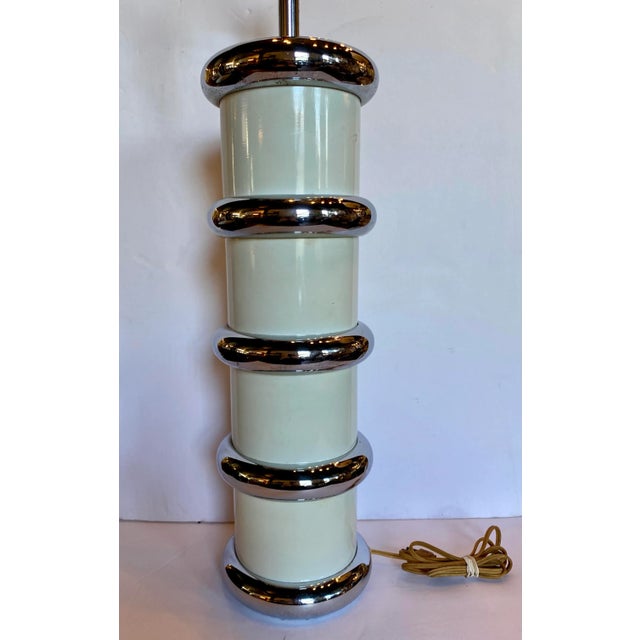 1970s Modern Karl Springer Style Chrome Ring Table Lamp by Mutual Sunset, 1970s For Sale - Image 5 of 12