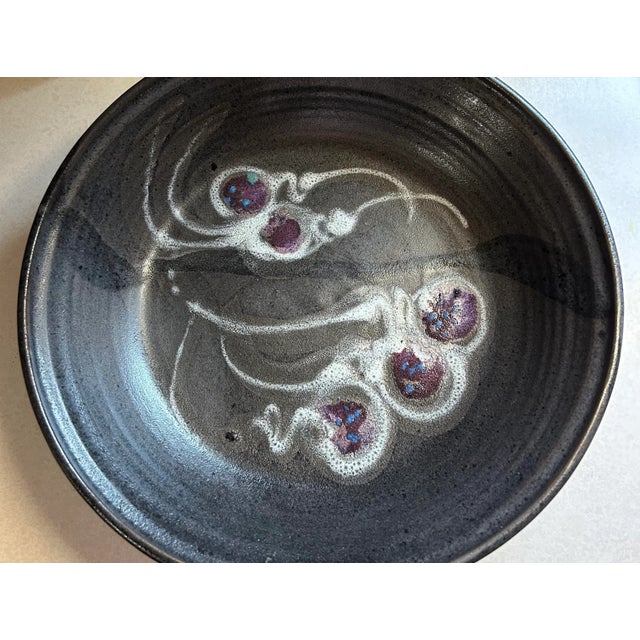 Beautiful large studio pottery centerpiece / cachepot signed “Bradford”. Beautiful, heavy, quality piece in purples and...