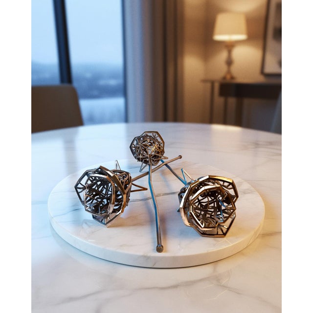 Ahmeau Contemporary Geometric Bronze Rose Sculpture - "Love" For Sale - Image 4 of 12
