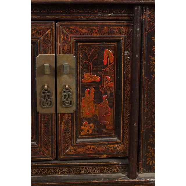 Brown 19th Century Chinese Qing Dynasty Period Bedside Cabinet with Original Lacquer For Sale - Image 8 of 13