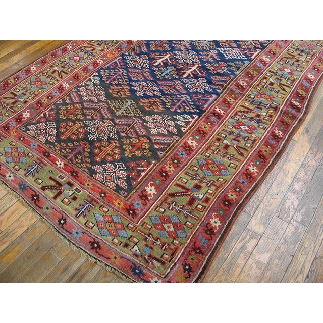 Early 19th Century Handmade Traditional Allover Floral Tree Design With Navy Background and Green and Red Borders. For Sale - Image 5 of 6