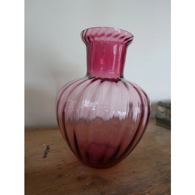 Mid-Century Modern Vintage Cranberry Glass Vase For Sale - Image 3 of 4