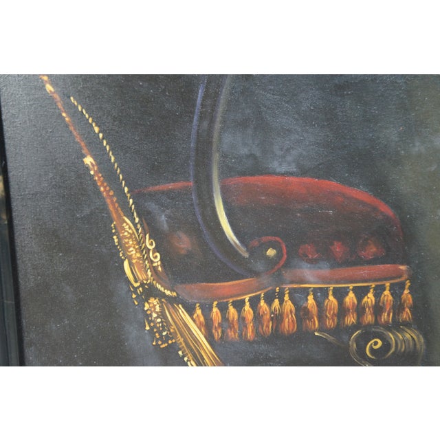 Wood 1980s Maitland Smith Hand Painted Hunting Dog Portrait Oil Painting Marbled Frame 58" For Sale - Image 7 of 12