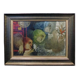 Sunol Alvar "Interior Siete Venticinco"Original Oil on Canvas With Custom Frame For Sale