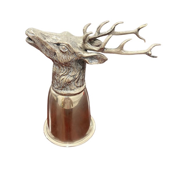 Traditional Vintage Gucci Silver-Tone Stag Deer Head Stirrup Cup For Sale - Image 3 of 8