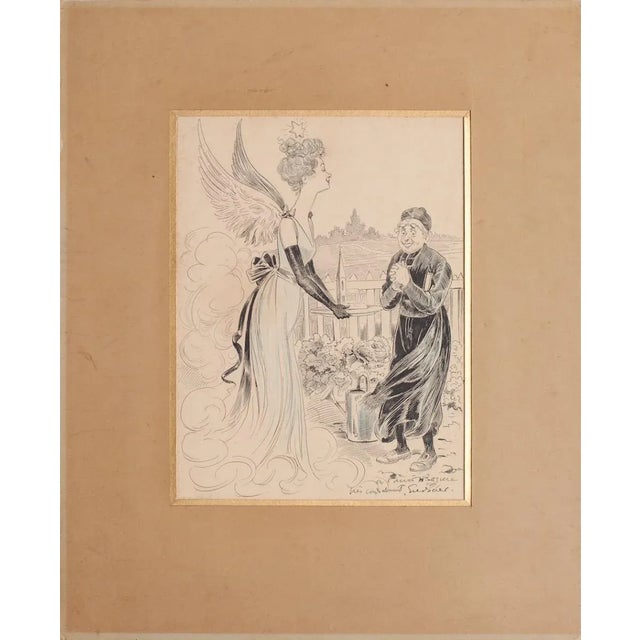 Angel of Dream is an original drawing in China ink and pastel on paper realized by an Anonymous artist. hand-signed on the...