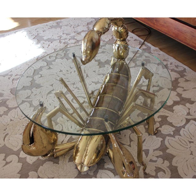 Illuminated Brass Scorpion Coffee Table by Jacques Duval-Brasseur, 1970s For Sale - Image 16 of 18