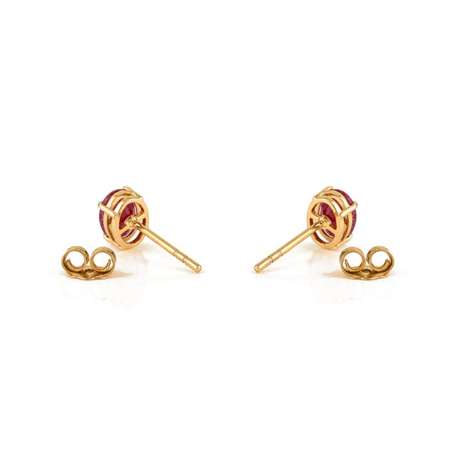 Metal 14k Solid Gold 1.82 Carat Natural Ruby Soliatire Stud Earrings for Her- A Pair For Sale - Image 7 of 15