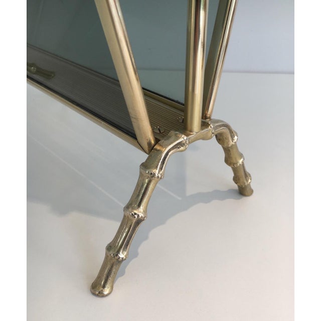 1940s Faux bamboo and bronze magazine rack by Maison Baguès For Sale - Image 9 of 12