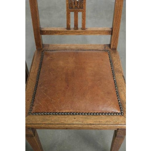Art Nouveau Style Oak & Sheepskin Dining Chairs, Set of 4 For Sale - Image 9 of 16