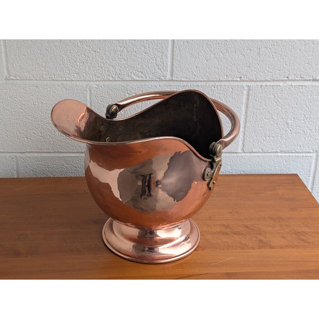 Fabulous Antique 19th Century Copper Brass Coal Bucket Helmet Scuttle W/ Helmet For Sale - Image 12 of 12