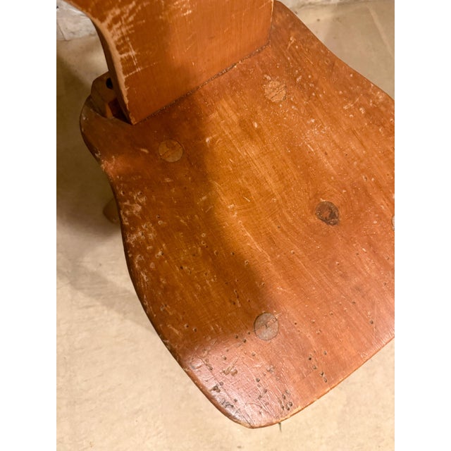 Set of 2 Vintage Alpine Bavarian Heart-Cutout Plank Chairs (Brettstuhl) For Sale - Image 4 of 9