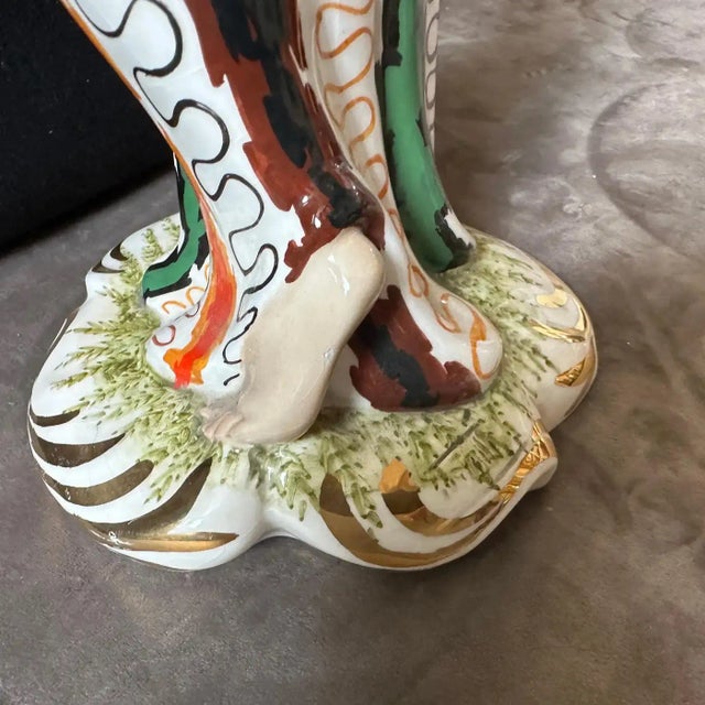 Mid-Century Modern 1950s Mid-Century Modern Ceramic Italian Figure of a Woman With Fishes For Sale - Image 3 of 11