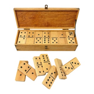 Vintage Wood Set of Dominoes For Sale