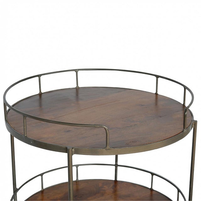 2020s Three Tier Industrial Round Shelf With Metal Frame For Sale - Image 5 of 8