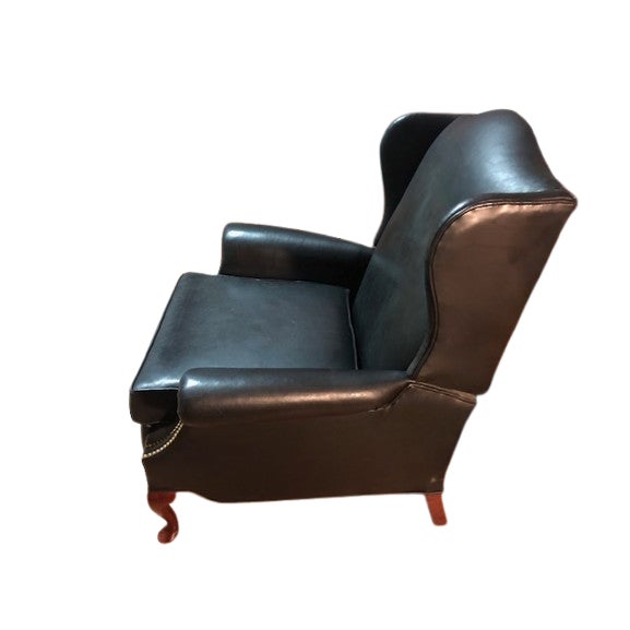 1980s 1980s Pennsylvania House Motion Leather Queen Anne Style Reclining Nailhead Armchair For Sale - Image 5 of 7