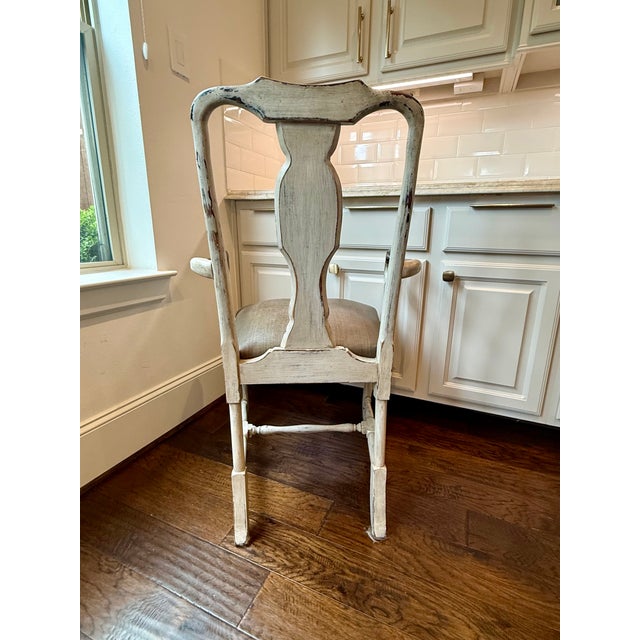 Bespoke 90” Wood & Iron Trestle Dining Table With 8 Custom Swedish Rococo Chairs by Slovack-Bass For Sale - Image 10 of 10