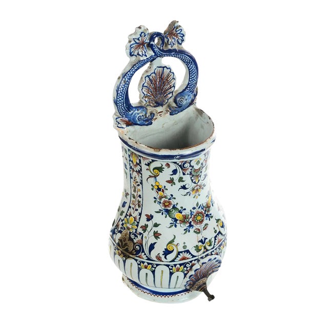 19th Century Antique Wall Pocket Enamel Fountain For Sale