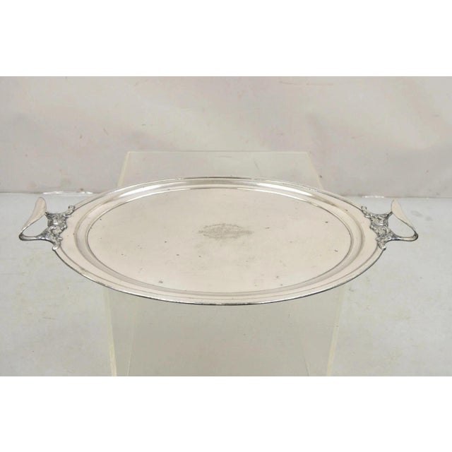 Antique Victorian Silver Plated Meriden B Co. Oval Serving Platter Tray, Engraved. Item engraved "... from Stephen Sanford...