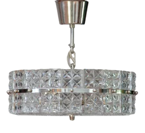 Nickel and Clear Faceted Crystal Pendant by Kinkeldey, 1950s