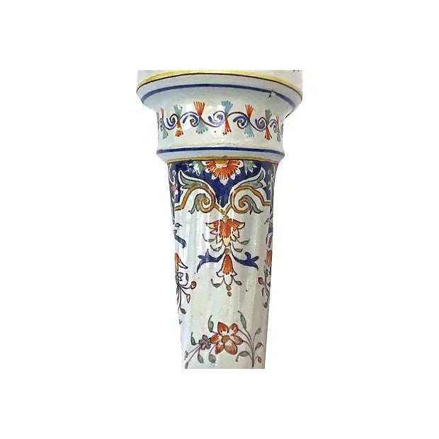 White Antique Faience Ram's Head Trumpet Vase For Sale - Image 8 of 10