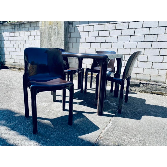 Mid-Century Modern Selene Chairs and Stadio Table by Vico Magistretti for Artemide, 1980s, Set of 5 For Sale - Image 3 of 18