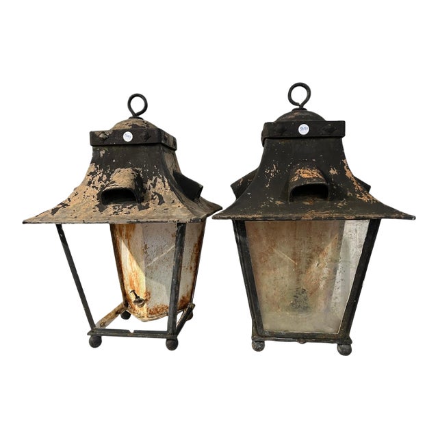 19th Century Pair French Wall Lanterns From Colmar For Sale