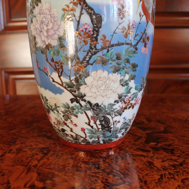 Japanese Kutani Turquoise Porcelain Bird Vase For Sale - Image 10 of 17