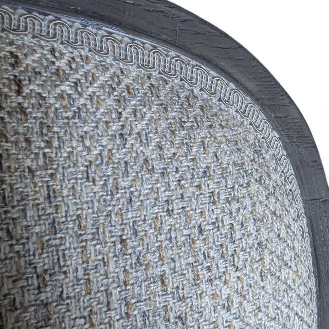 Wood Late 20th Century Set of Six Reupholstered Grey Wood Dining Chairs For Sale - Image 7 of 18