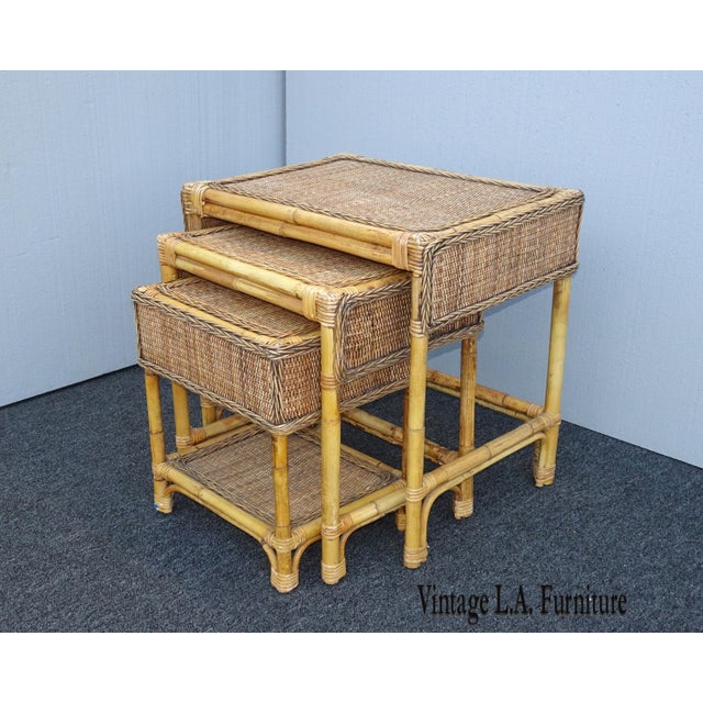 vintage bamboo nesting tables