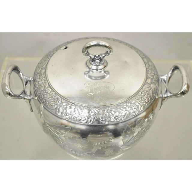 Art Nouveau Antique Art Nouveau Silver Plated Lidded Soup Tureen Engraved "Louise" For Sale - Image 3 of 11